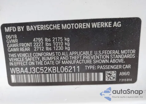 2019 BMW 430I Gran Coupe xDrive z USA, uszkodzony, nr VIN WBA4J3C52KBL06211